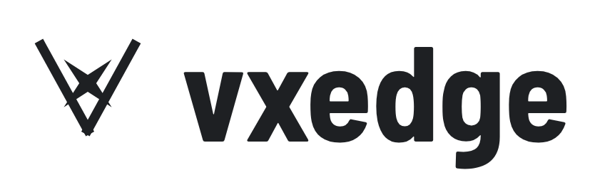 vxedge mark and wordmark, ink on white